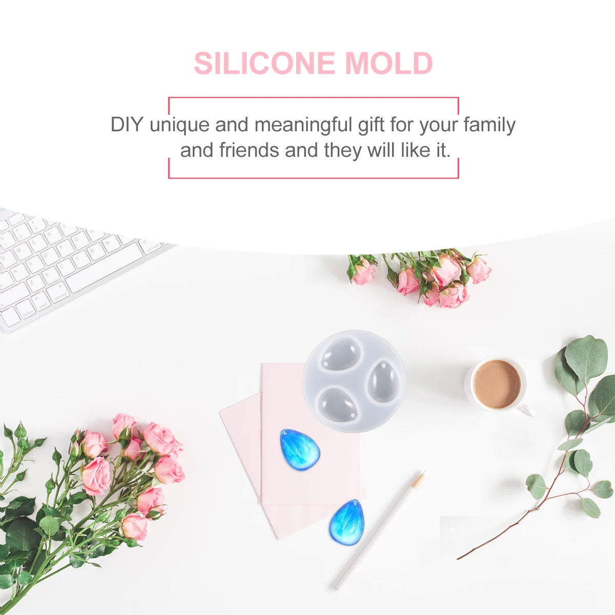 

4pcs Crystal Epoxy Mold DIY Pendant Perforated Hole Resin Mould Silica Gel Jewelry Making Silicone Time Mold Epoxy Casting