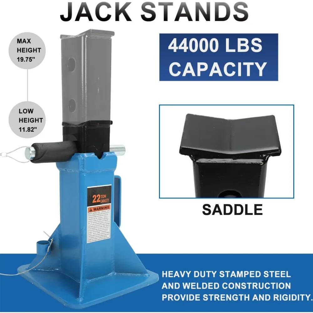 Сверхмощные 22-тонные автомобильные подставки с булавочным разъемом — пара, профессиональная поддержка автомобиля с широким защитным механизмом и запирающим механизмом