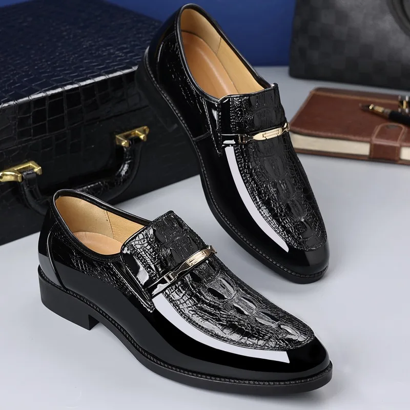 Luxury Men Dress Shoes Crocodile Leather Business Casual Shoes for Men Wedding Party Shoes High Quality Slip on Loafers Big Size - Image 2