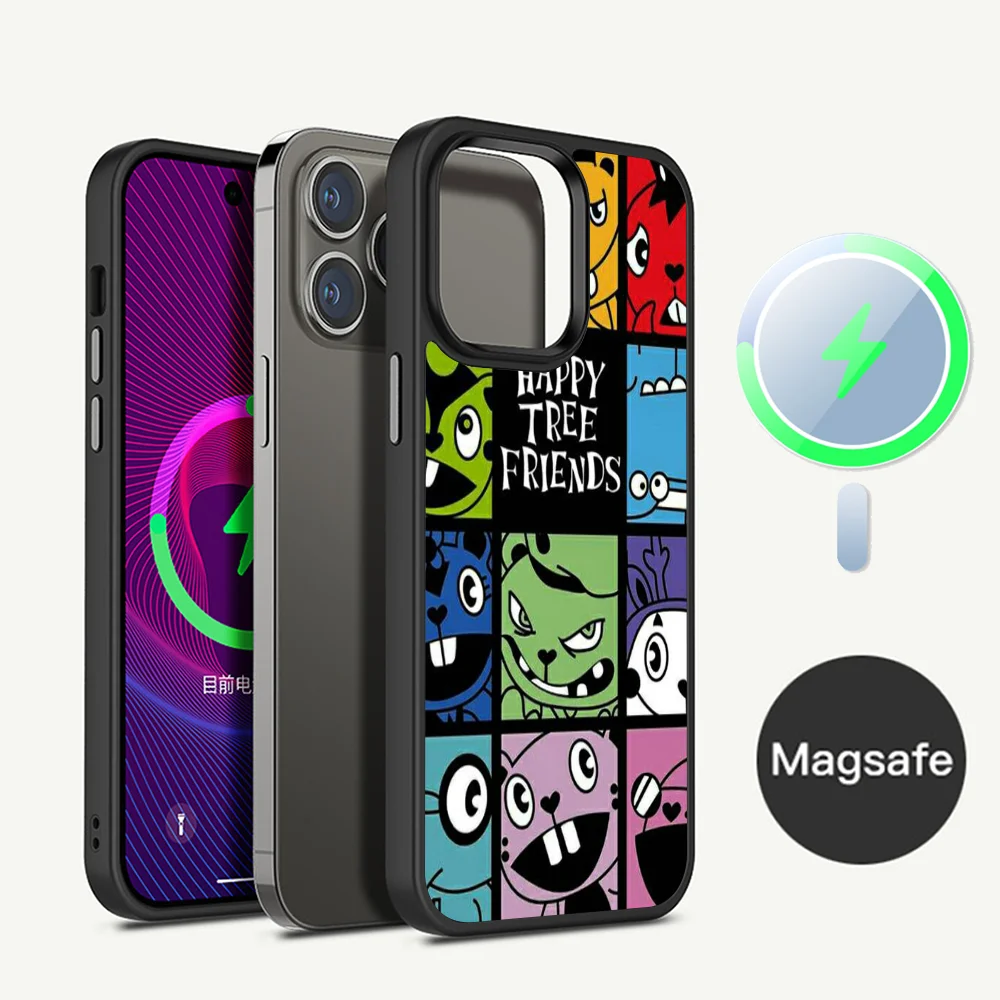 H-Happy T-Tree Friends Phone Case Magnetic Case For iPhone 16 14 13 12 11 15 Pro Max Plus For Magsafe Wireless Charge Cover