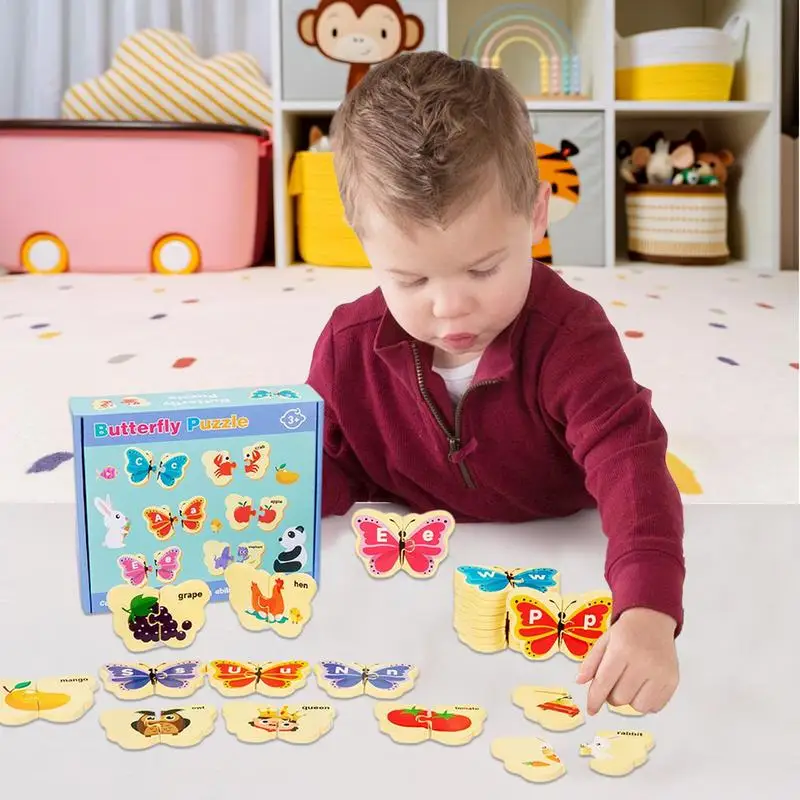 Toddler Alphabet Puzzle Wood Animal Brain Teasers Toy Fine Motor Skills Learning Alphabet Puzzle For Kids 3 Years Kindergarten