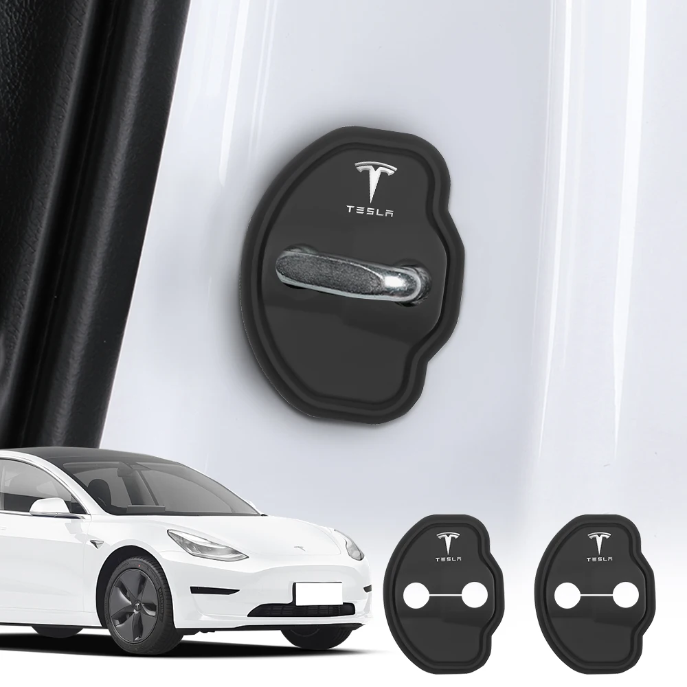 Cubierta protectora de hebilla para cerradura de puerta de coche, accesorios para automóviles para Tesla Model 3 Model Y Model S Model X Roadster Cybertruck Juguete, 4 Uds.