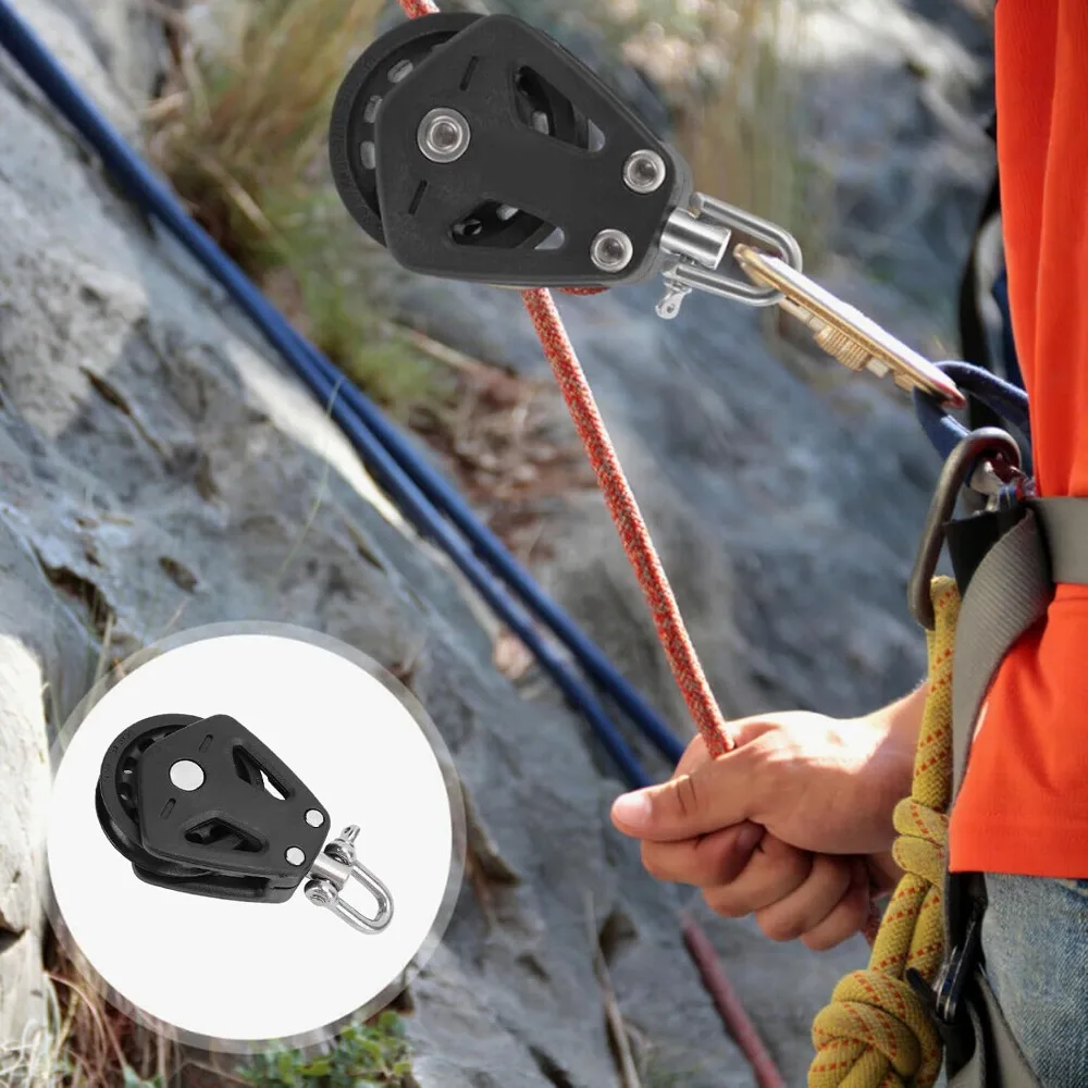 Reliable Stainless Steel Marine Pulley Black Durable Boat Pulley Set Nylon Sheave Pulley Sailing Rigging Repair