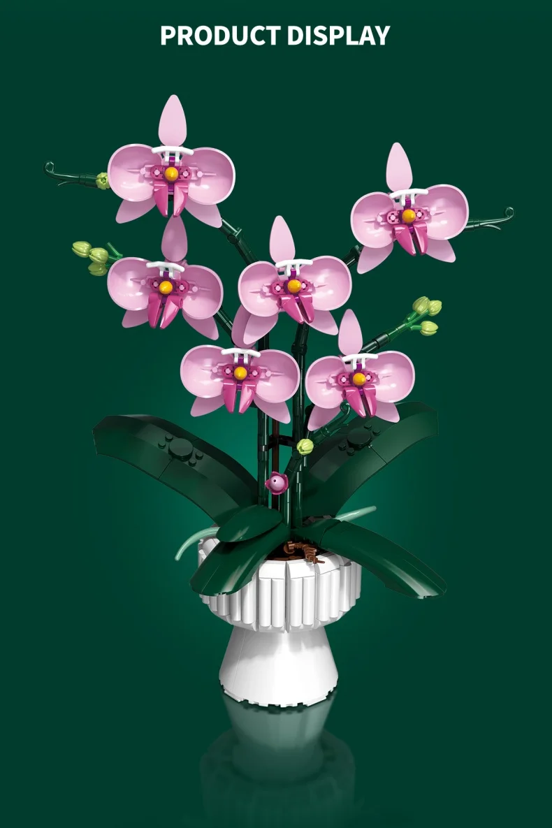 SEMBO Ewiger Blumenstrauß Bausatz MOC Rosen-Modell Bausteine Spielzeug Vase Heimdekoration Geburtstags-/Festtagsgeschenke – Detail 3