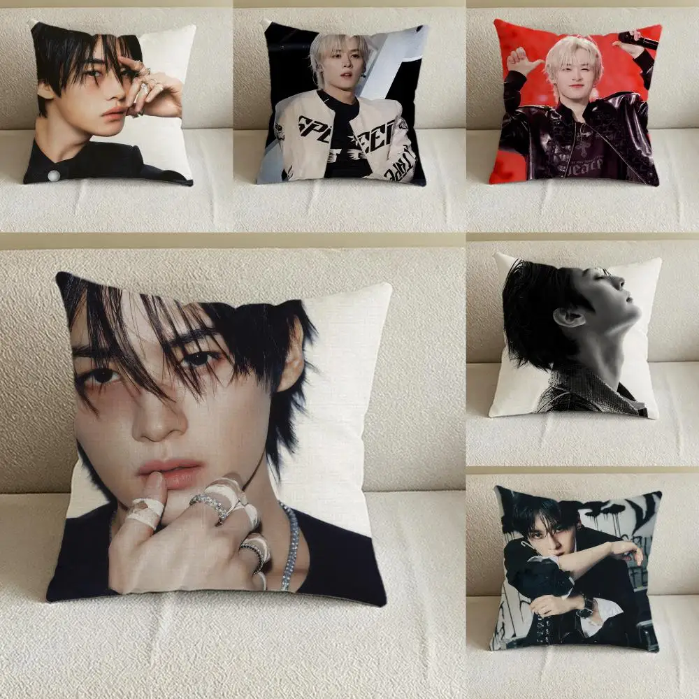 Cushion Cover Natural Linen Pillowcase Set, All-in-One Decor for Sofa, Bedroom & Chair Kpop Singer L-Lee K-Know