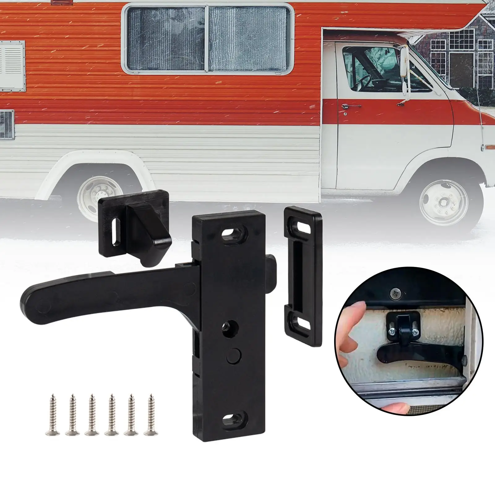 RV Screen Door Latch Replacement Parts Right Hand Accessories Screen Door Latch and Handle Kit for RV Cargo Travel Trailer