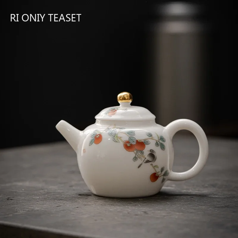 

180ml Chinese Ceramic Teapots Handmade Suede Jade White Porcelain Tea Pot Household Kettle Travel Portable Tea Set Accessories