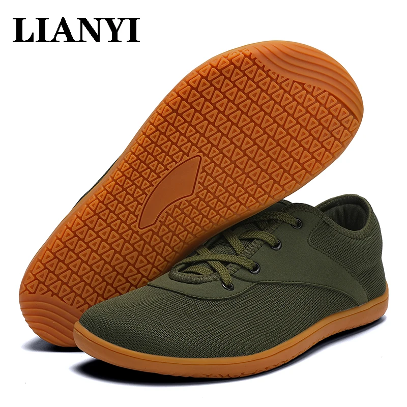 

LIANYI 2025 Men's Wide Toe Walking Shoes Flat Sole Zero Drop Best Relaxation Simple Barefoot Training Unisex Plus Size 36-47#