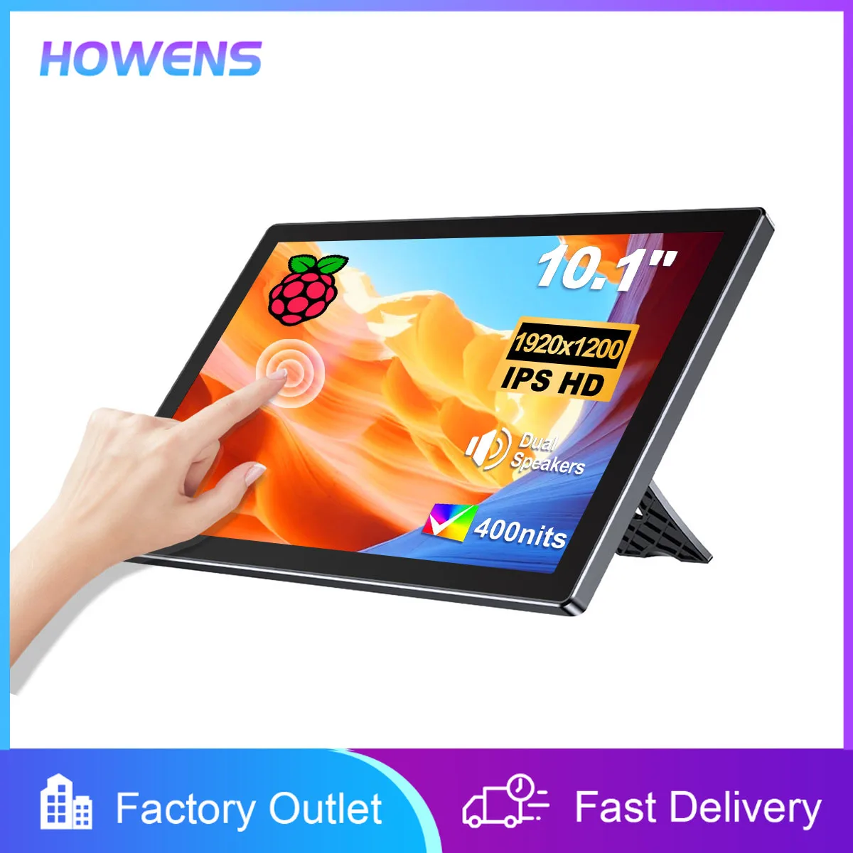 10.1 inch Raspberry Pi Touch Screen Portable Monitor 400nits 1920*1200 LCD Display HDMI Type-C for Raspberry Pi 4 4B 3B+ Zero