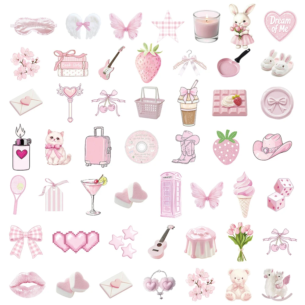 

10/30/50pcs Cute Ins Style Pink Girl Heart Stickers Cartoon Aesthetic Decals DIY Luggage Laptop Phone Kawaii Sticker Wholesale