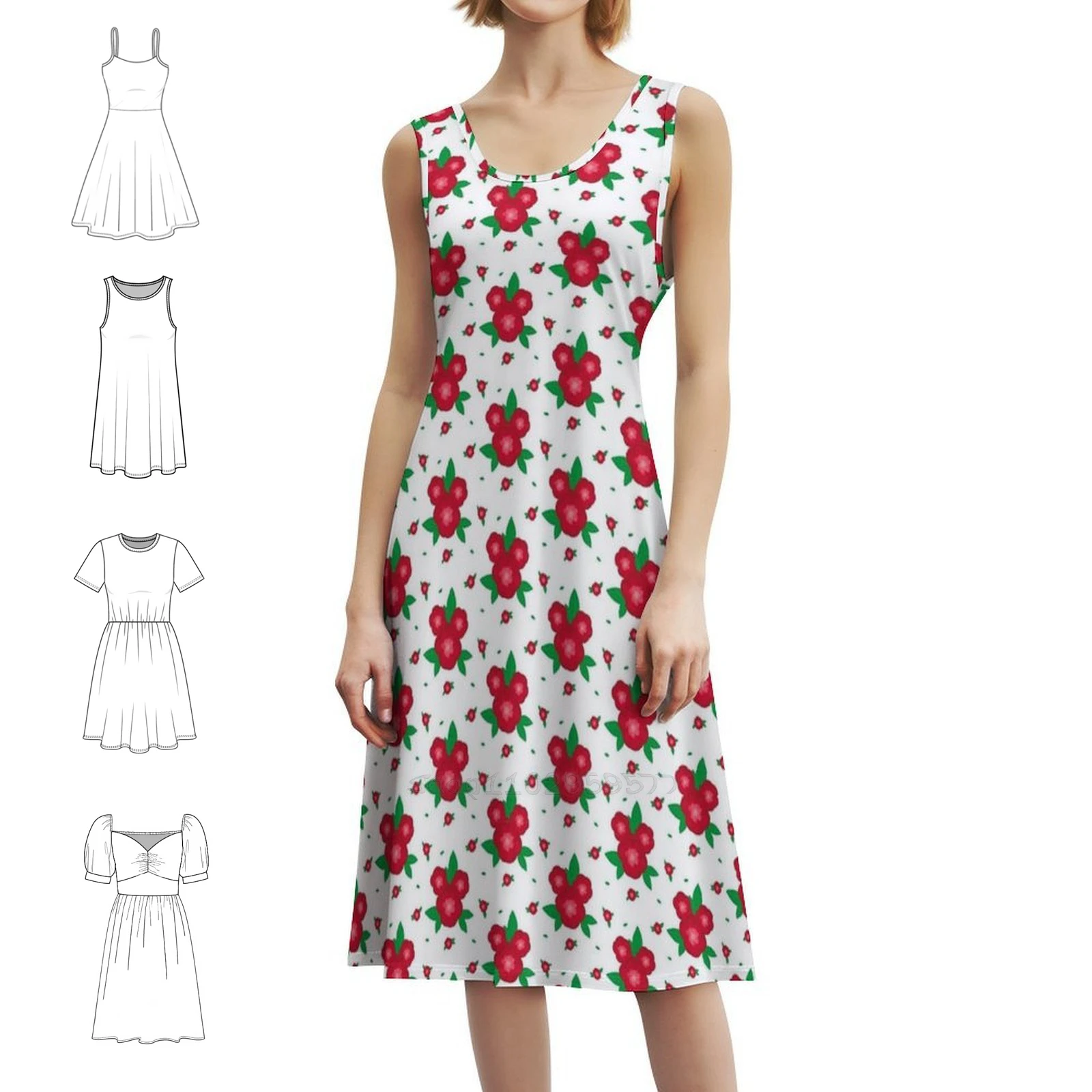 فستان حفلات نسائي من الزهور الحمراء ملابس نادي مطبوعة عصرية للسيدات زهور حمراء ورود حمراء زهور زهور أنثى #1