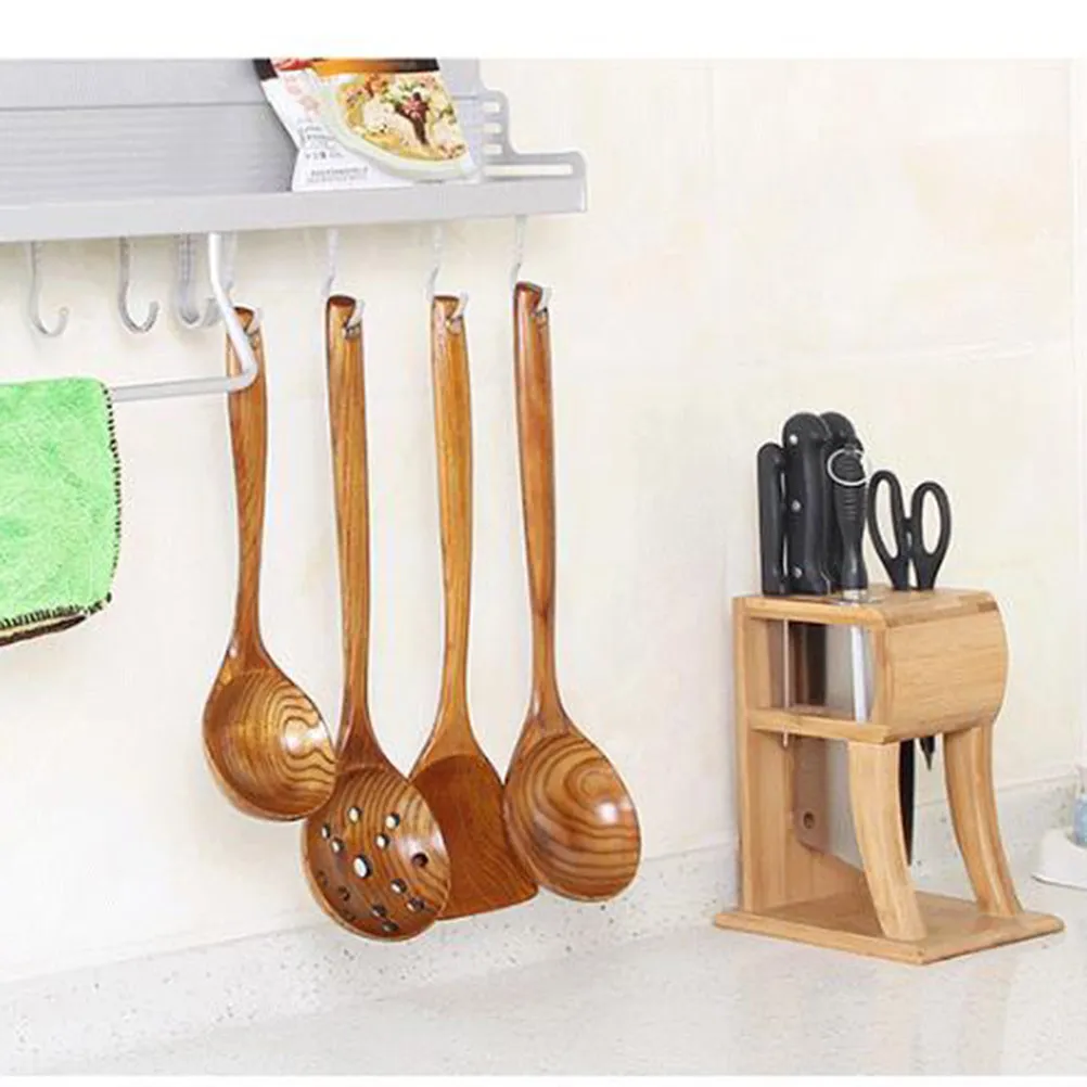 

Bamboo Kitchen Knife Rack Block 6 Slots Ventilated Damage-Resistant Organizer Holder Storage Shelf for Knives Accessories