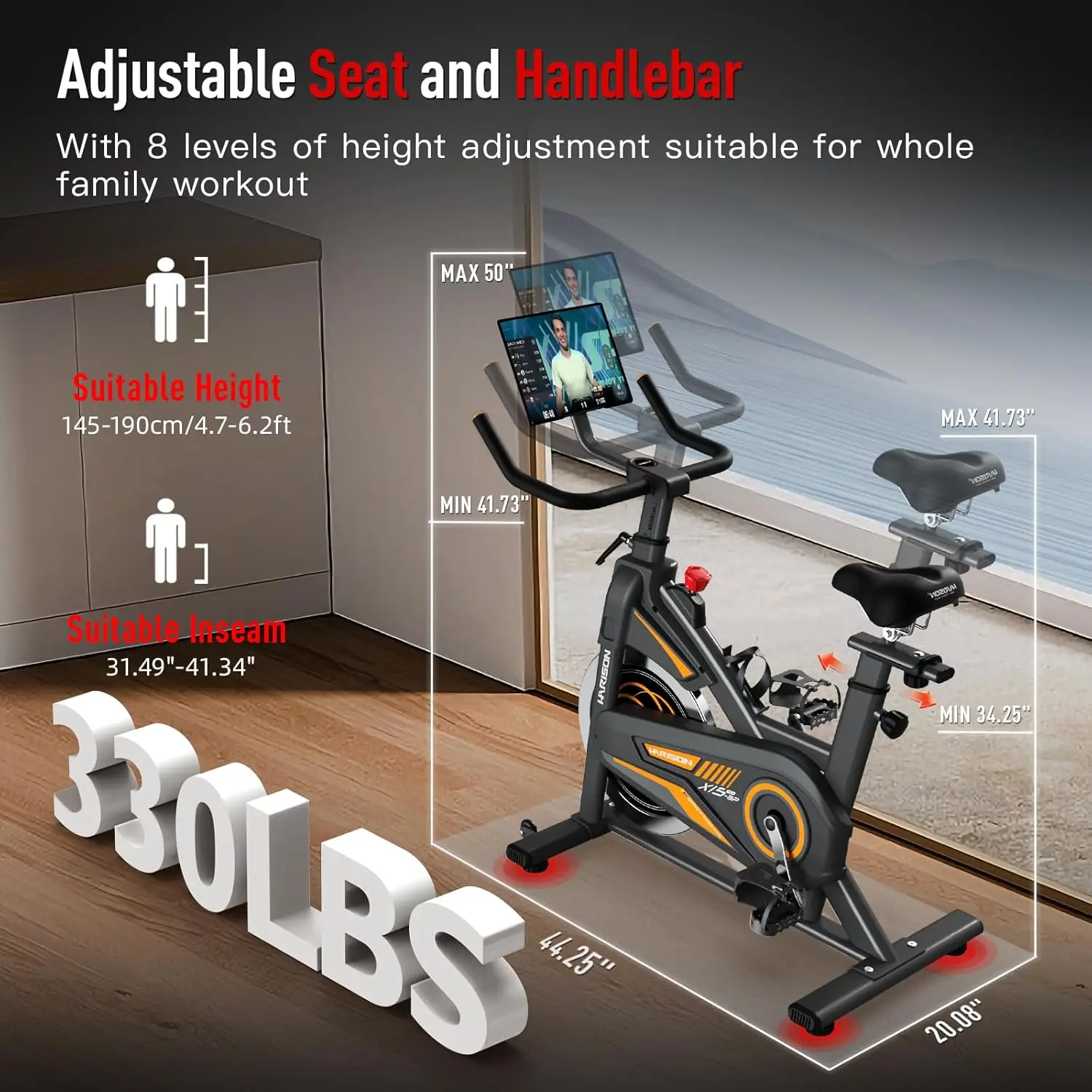 Magnetic/Brake Pad Exercise Bike with Bluetooth, Stationary Bikes for Home with Tablet Holder & Comfortable Seat Cushion