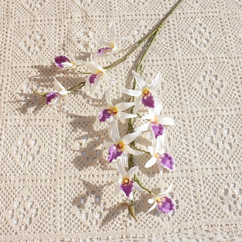 

2 Fork Artificial Dendrobium Branch Realistic Handmade Simulation Orchids Exquisite Real Touch Fake Flowers Wedding Party Decor