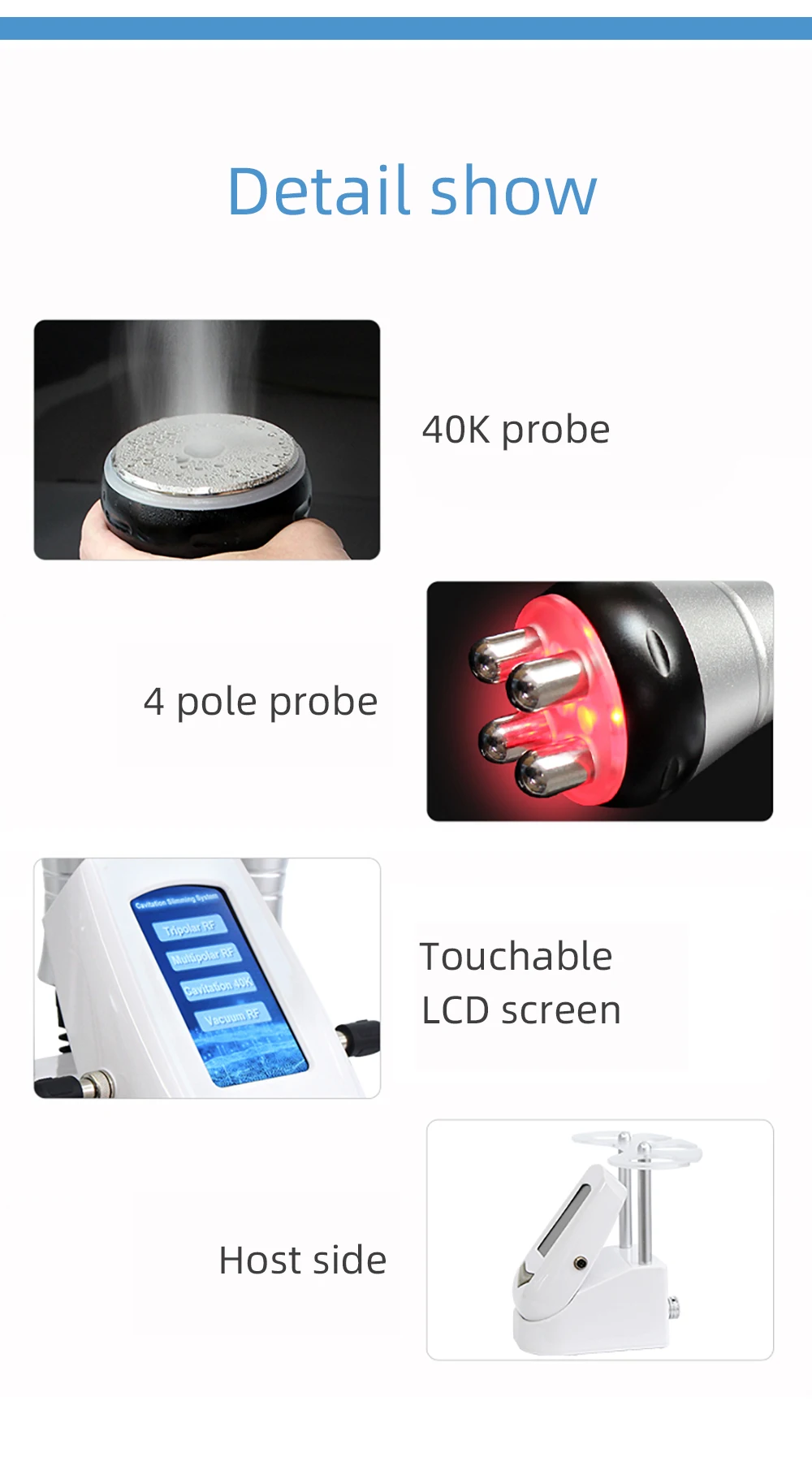AOKO 4-in-1-Kavitationsmaschine, 40 K, Ultraschall, RF-Form, Vakuumfrequenz, Fettabsaugung, Gewichtsverlust, Abnehmen, Hautstraffung, Heben – Detail 8