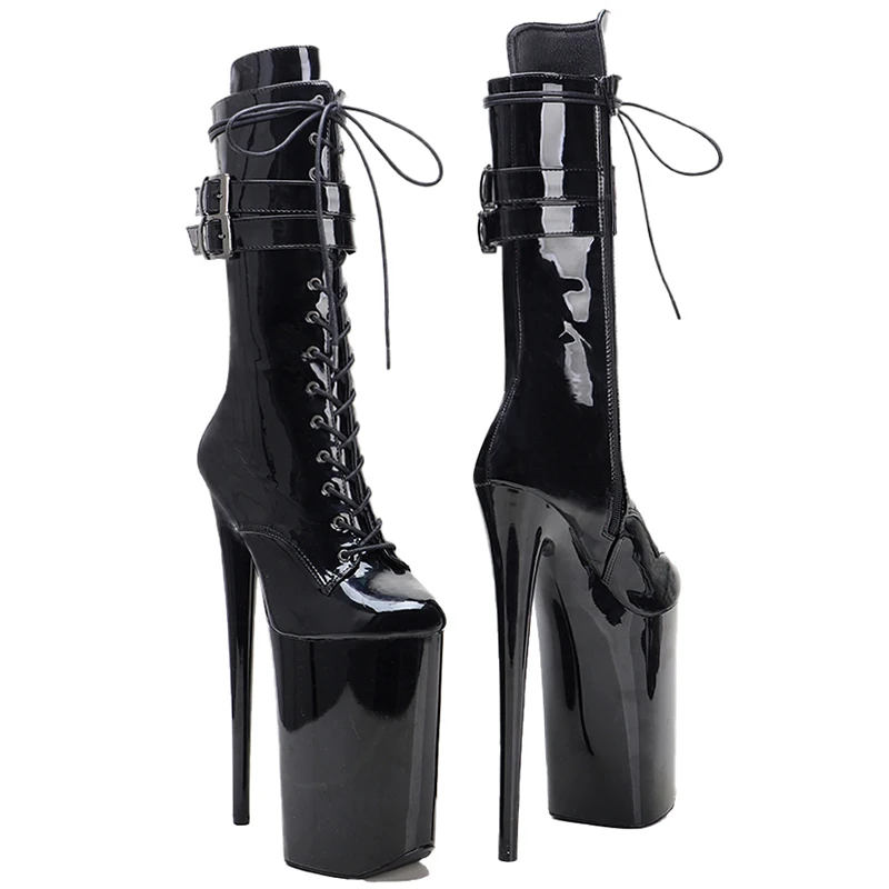 Leecabe Patent upper Sexy boots 23CM/9inches High Heels Platform Pole Dance shoes