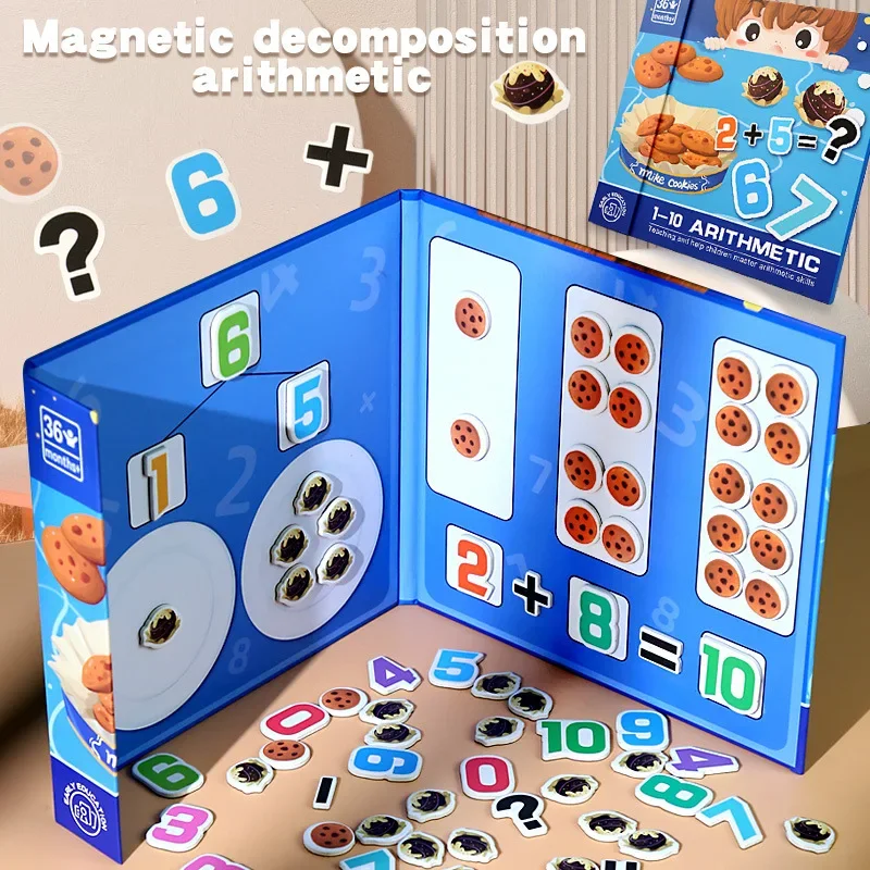 Montessori Biscotto magnetico Matematica Addizione Sottrazione Decomposizione Apprendimento precoce Giocattoli educativi per bambini Bambini