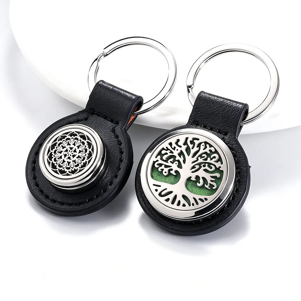 Aromatherapy Keychain Perfume Essential Oil Diffuser Key Chain Open Locket Aroma KeyRings Diffuser Jewelry