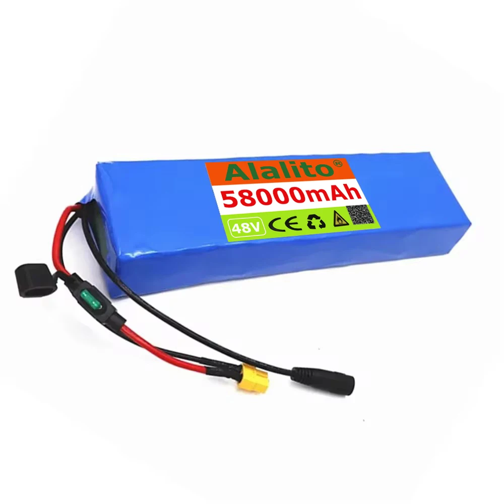 48V 58Ah 18650 Lithium Battery Pack 13S2P 1000W High Power Battery 54.6V 58000mAh BMS + Fuse