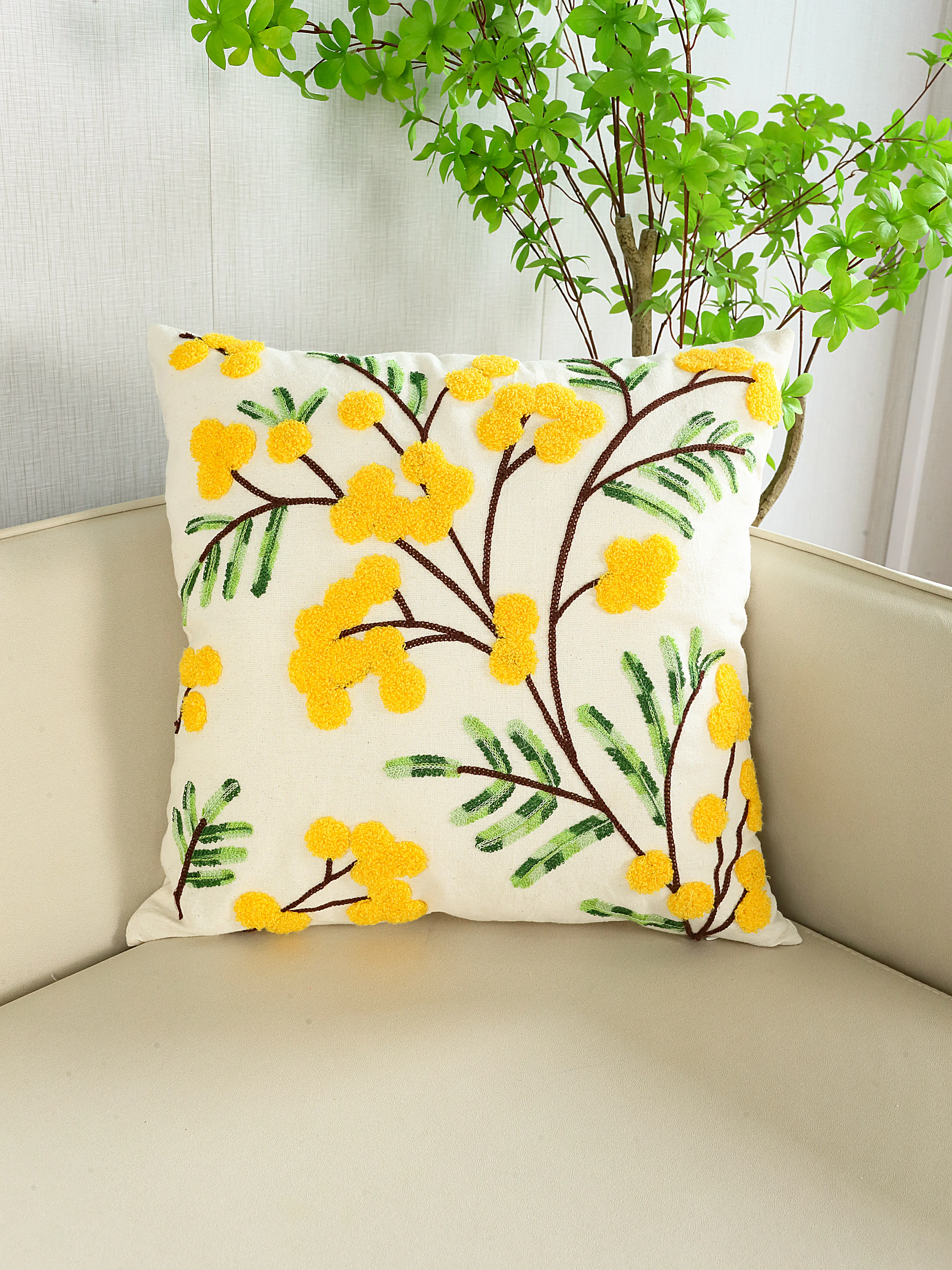 1pc, Flower Embroidery Pattern Throw Pillow Cover Pillowcase Cushion Cover for Home Bed Room Couch Sofa Decorations