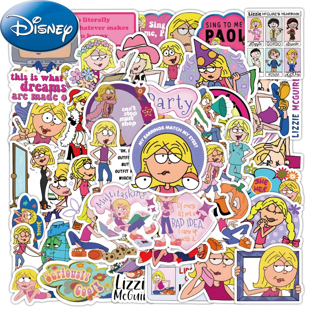 

10/30/50pcs Cute Disney LIZZIE MCGUIRE Cartoon Stickers Funny Girls Graffiti Decals DIY Phone Notebook Skateboard Kawaii Sticker