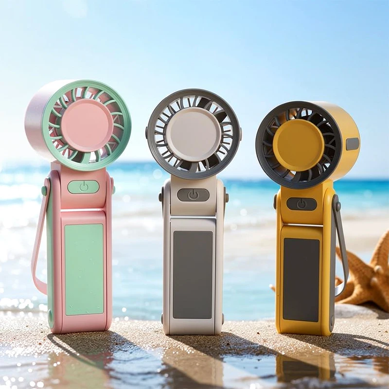 

Высокоскоростной ручной вентилятор с мощным потоком воздуха - портативный мини-вентилятор с USB-зарядкой, складной конструкцией и ремешком для использования на улице