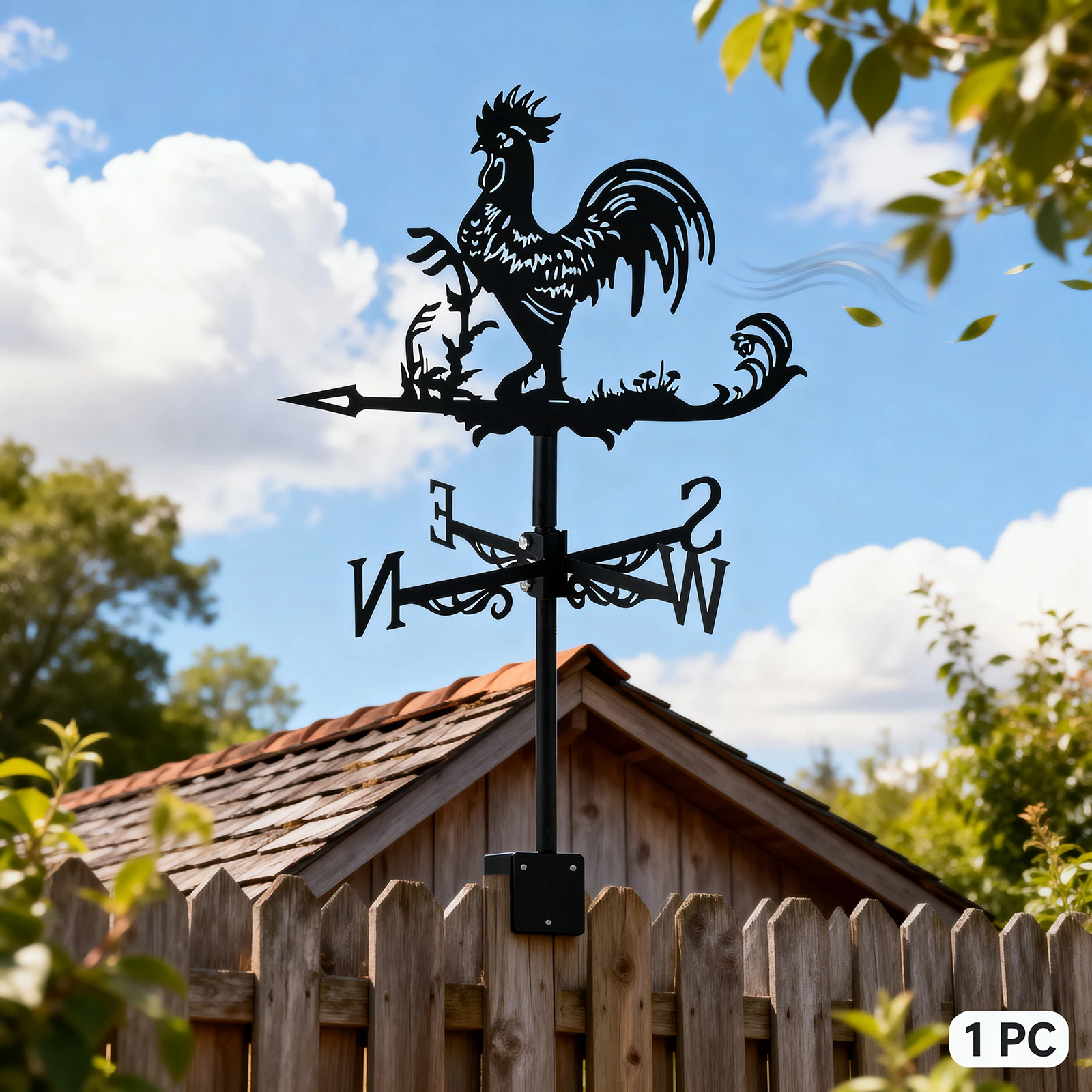 Hahn-Windfahne aus Edelstahl, Anti-Aging-Wetterfahne für Hühner, dekorative Windrichtungsanzeige für Gartenschuppen, Scheunendachen
