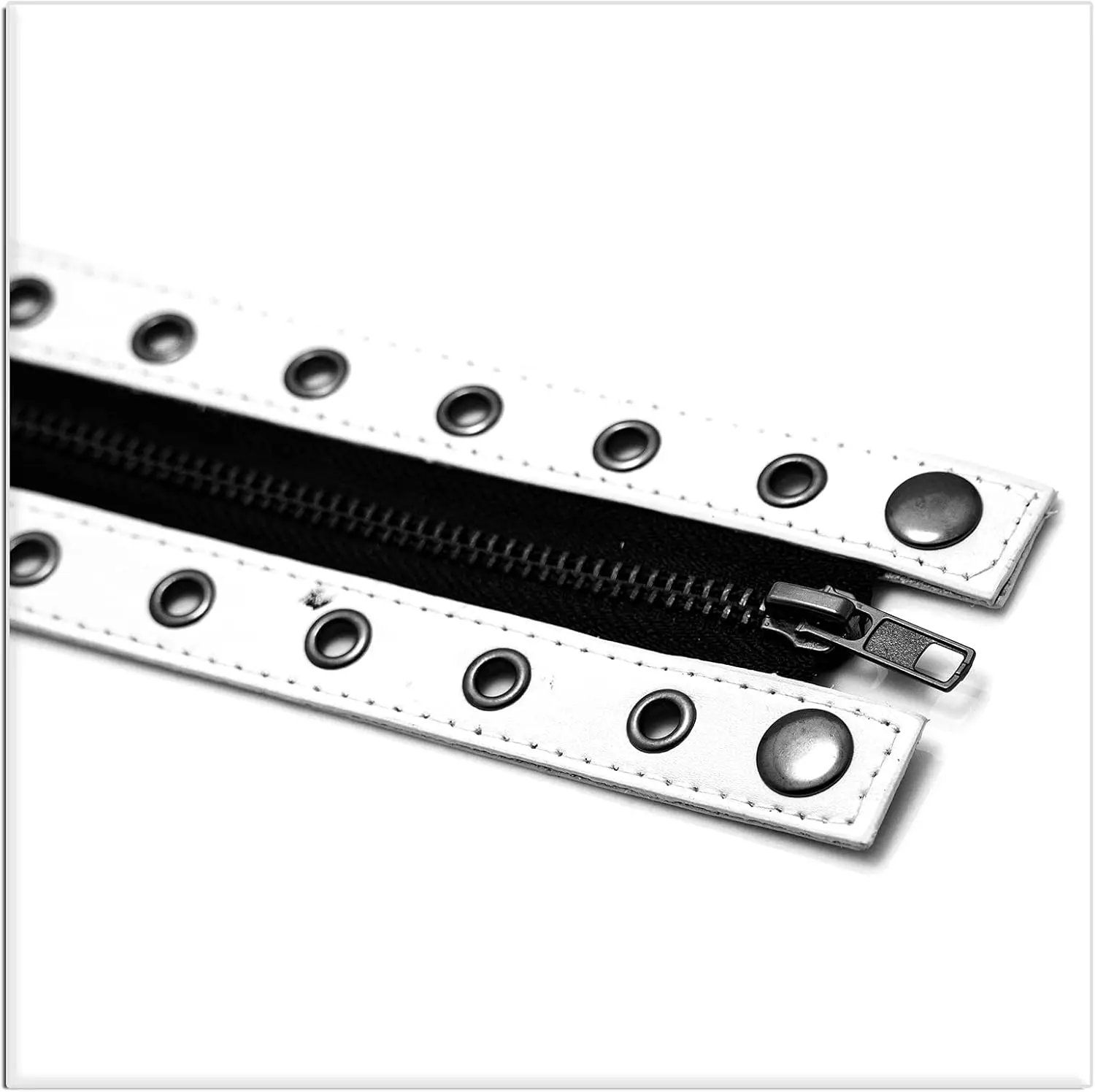 Punk Alloy Zipper Wristband Pu Leather Cuff Bracelet,7 1/2 Wrist - Image 4