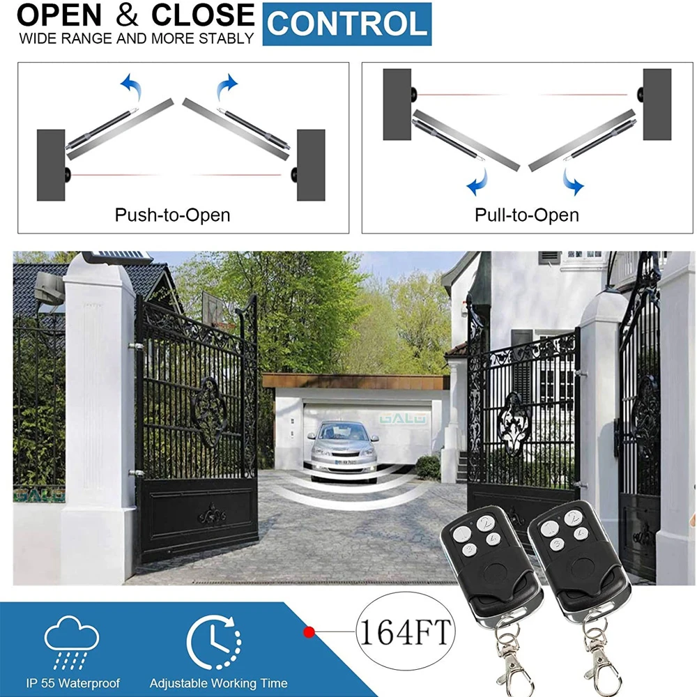 AC110V/220V to 24V Electric Automatic Strong Dual Arm Swing Gate Opener Up to 660 Lbs Hardware Driveway Door KIT