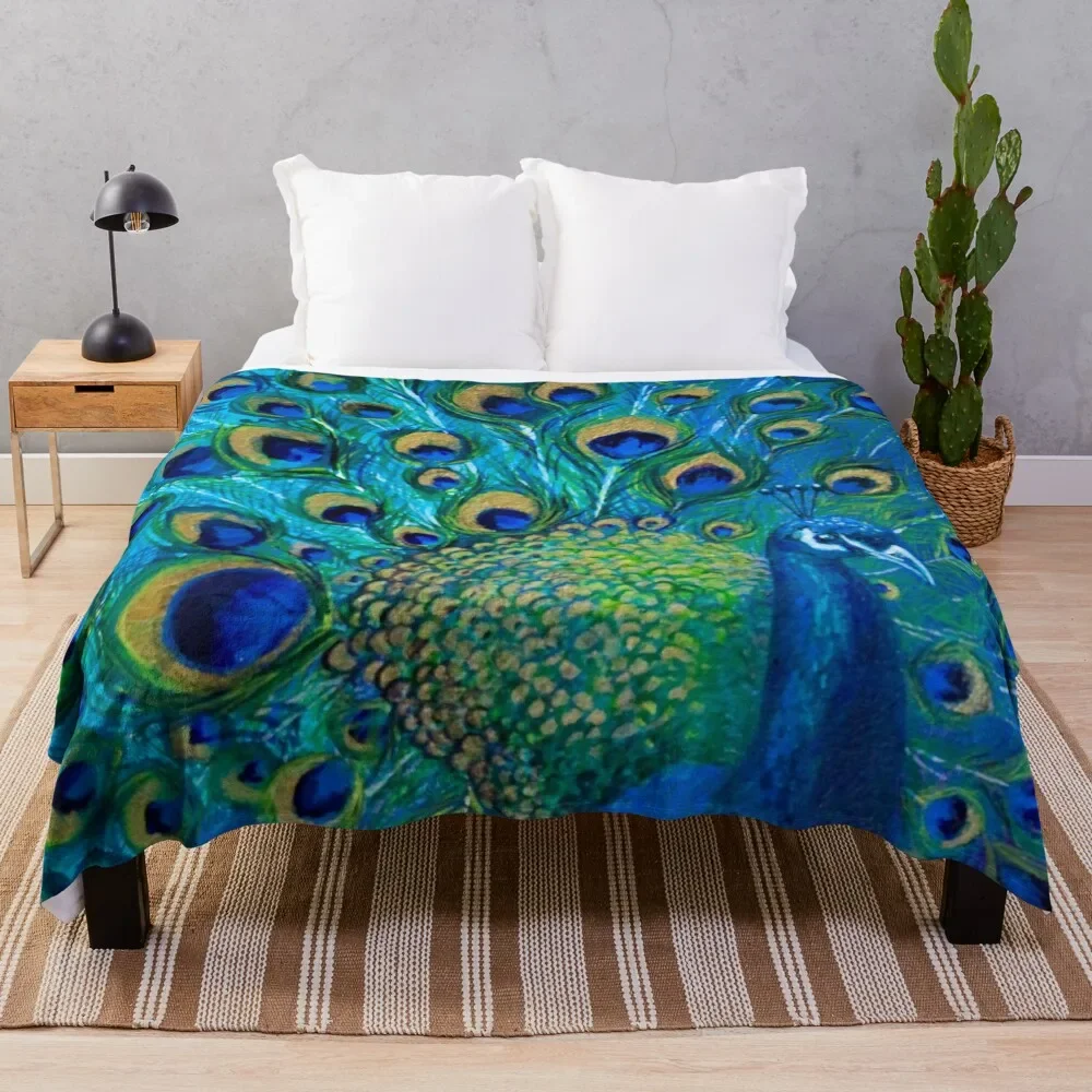 

Peacock Blues Throw Blanket Hairys Large Softest Blankets