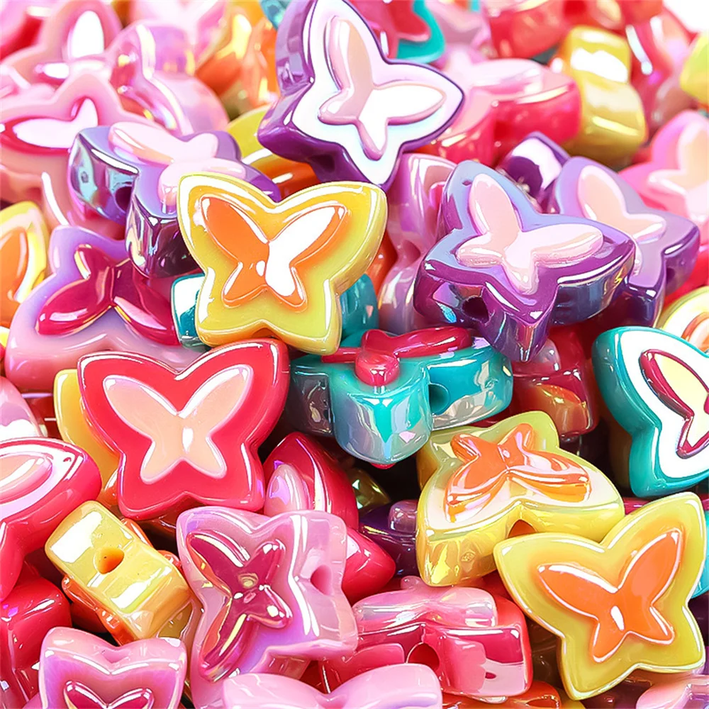 CH66 Colorful Hole Butterfly Acrylic Beads Key Chain Accessories Diy Mobile Phone Chain Beaded Material Scattered Beads