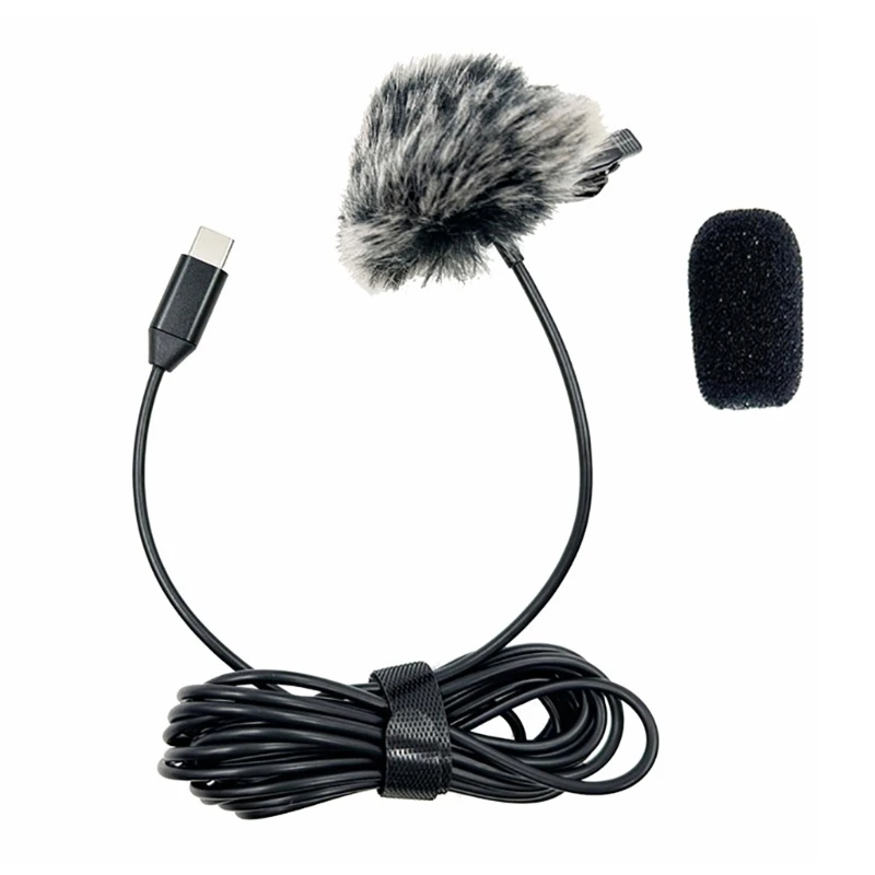 L74B Type C Clip On Microphone Travel Friendly Type C Lavalier Lapel Mic Quality Recording 3 Styles for Podcasts & Dictation