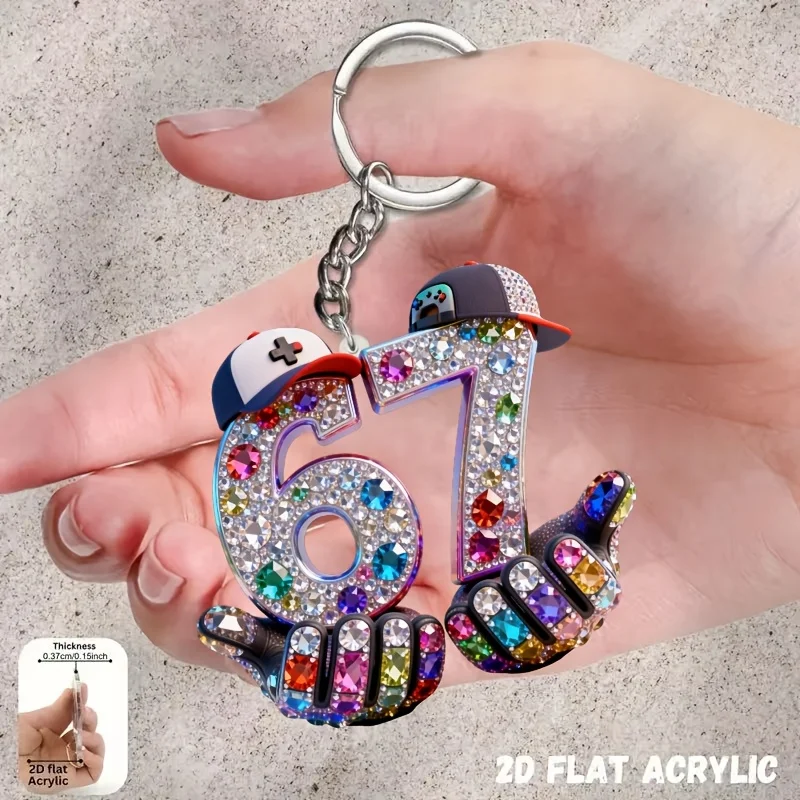 3pcs Color Focus Hat 67 Fluorescent Line 2D Acrylic Hanging Ornament Stylish Festival Party Birthday Party Decor Gift Pendant
