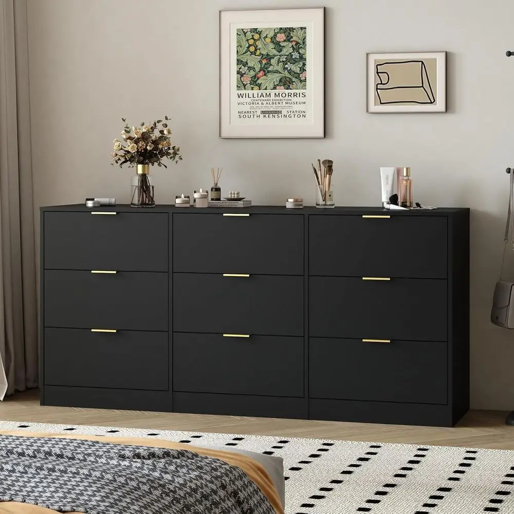 

Large 63'' Deep Drawer Chest with Gold Handle for Bedroom Storage and Organization