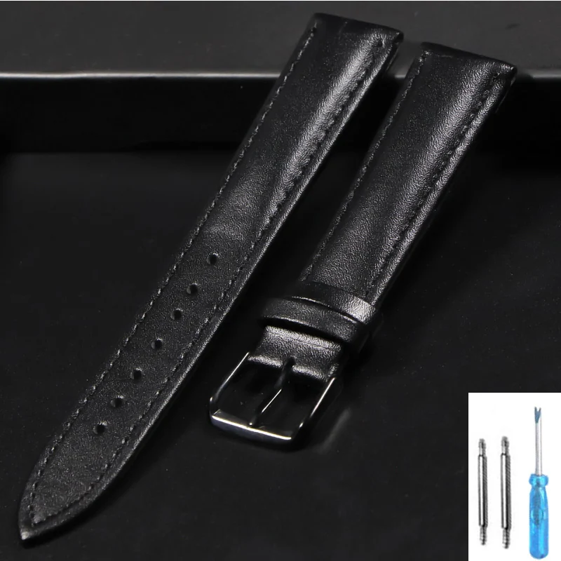 Calfskin Leather Watchband Soft Material Watch Band Wrist Strap 18mm 20mm 22mm 24mm With gold Stainless Steel Buckle