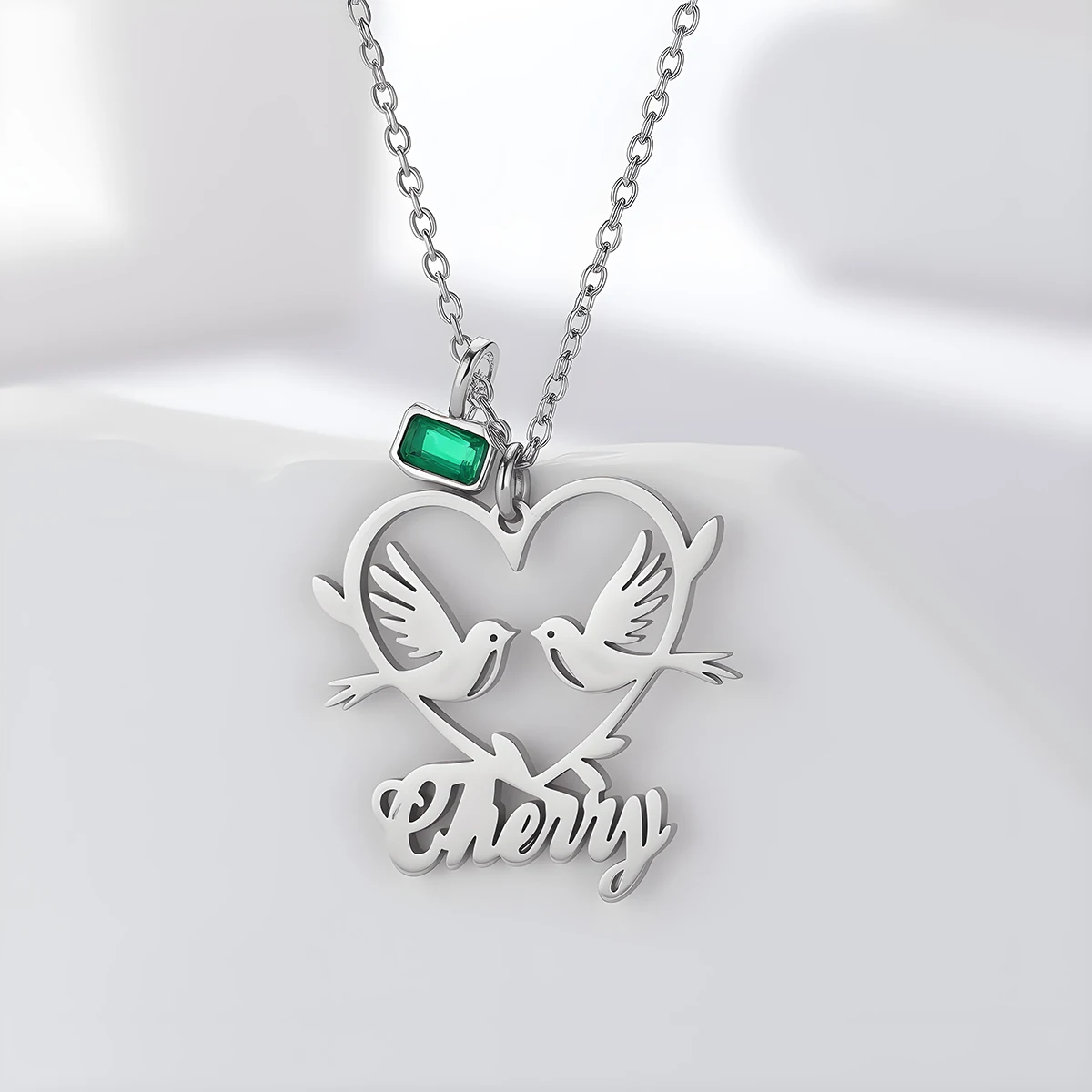 

Chandler Custom Name Stainless Steel Love Birds Necklaces Women Choker Bird Pendant Love Heart Neck Chain Fashion Jewelry Gifts
