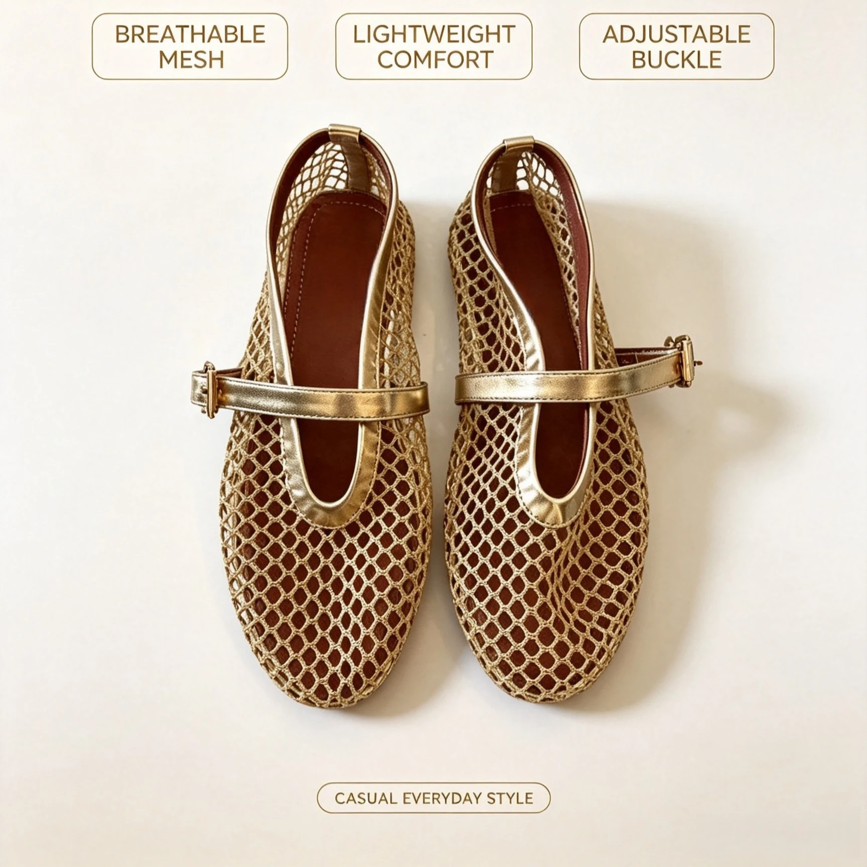 Zapatos Planos Mary Jane para Mujer en Oferta de Marca – Elegantes y Versátiles Zapatos de Malla con Recortes, Bailarinas Suaves y Calzado Casual para el Día a Día, Regalos