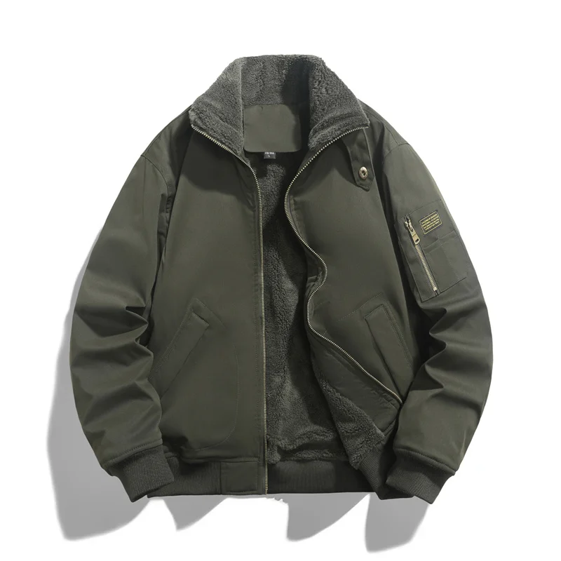 

Outwear New Parkas Mens Autumn Lamb Wool for Warmth Windproof Fleece New Winter Jacket Male Warm Waterproof Parkas Jacket Coat