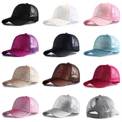 2023 Nieuwe Zomer Glitter Hoge Paardenstaart Baseballpet Vrouwelijke Snapback Hoed Casual Zwart Wit Roze Mesh Trucker Caps Voor Vrouwen Gorra