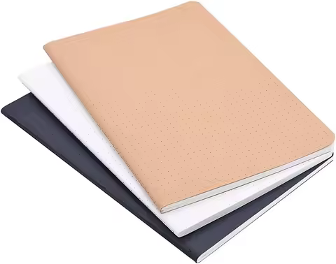 Set of 3 A5 Dotted Notebooks - Dot Grid Paper for Bullet Journaling, 120 Sheets Total, Black/White/Brown Covers