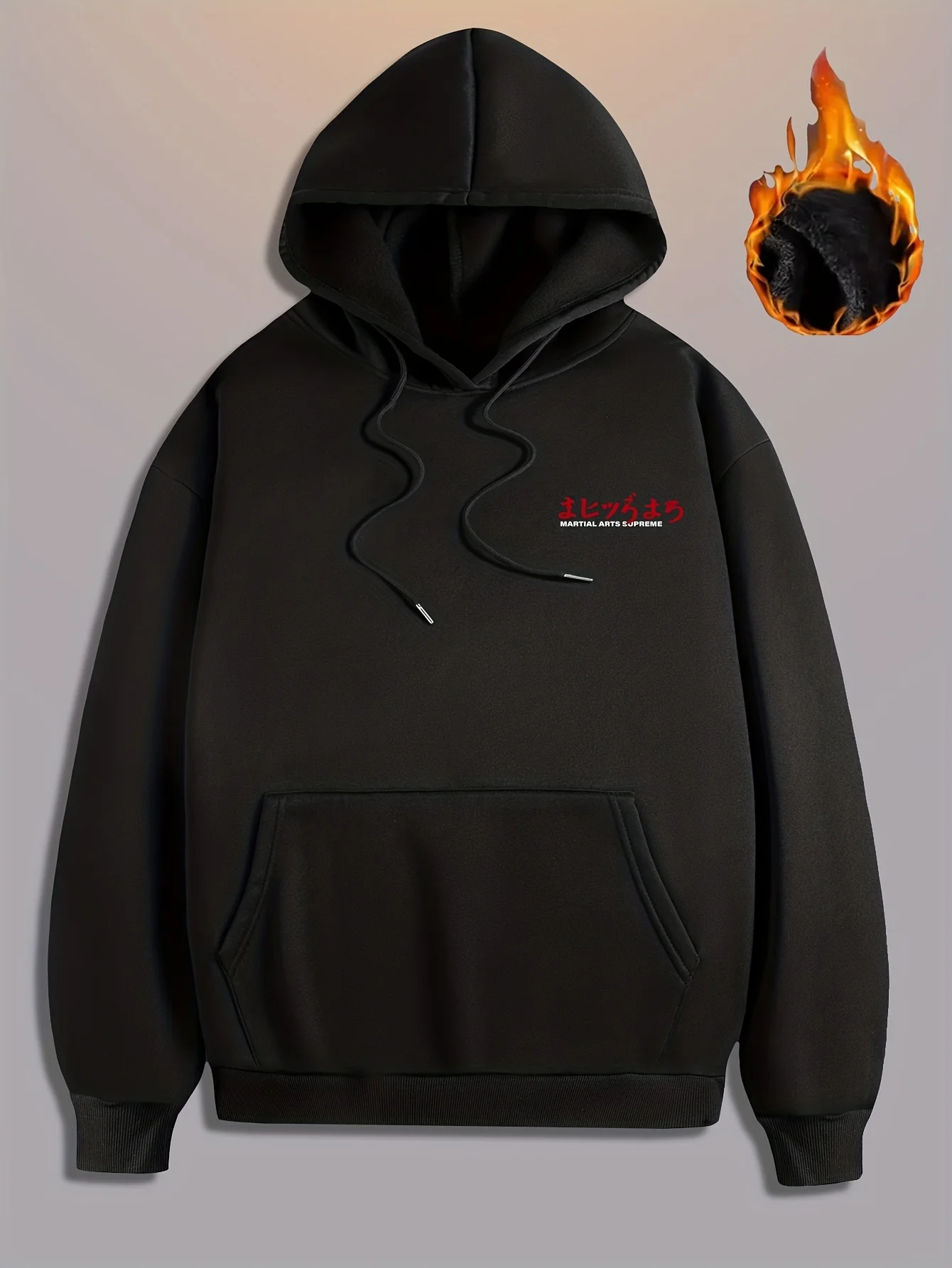 Herren-Hoodie mit japanischer Hannya Oni Samurai Geisha-Grafik, mit Fleece gefüttert, warmer Pullover, Sweatshirt, Herbst-Winter-Streetwear-Oberteil – Detail 2