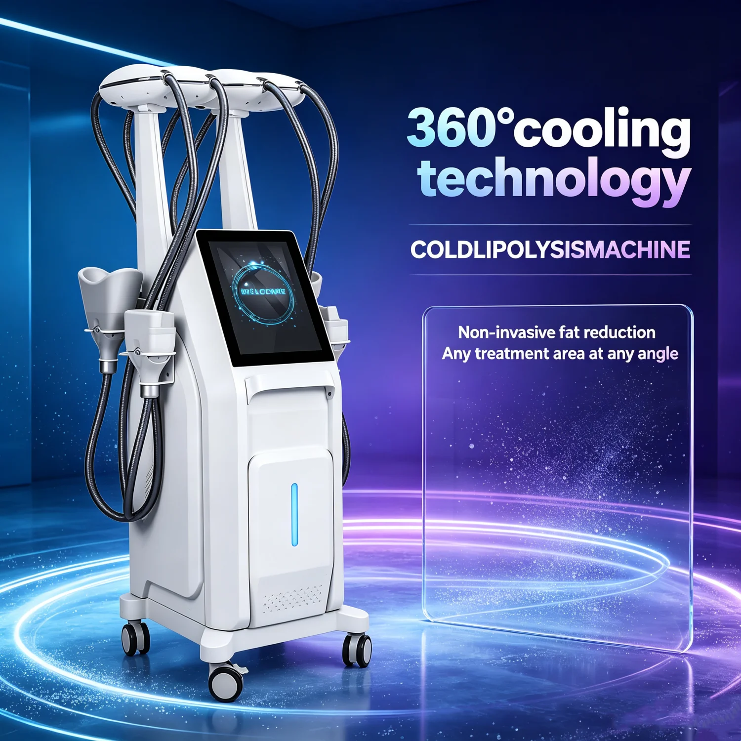 Vacuum Fat Freeze Cold Lipolysis Machine 4 Independent Handles 360° Cooling Body Sculpting Weight Loss Equipment