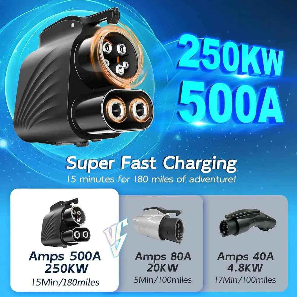 محول شاحن NACS إلى CCS Tesla (كحد أقصى 500 أمبير 1000 فولت)، شحن سريع لشحن CCS1 EV الخاص بك في شواحن Tesla Superchargers، مركبة كهربية سريعة DC Cha