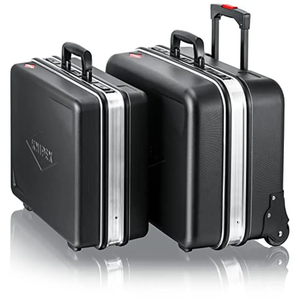 حافظة أدوات بإطار من الألومنيوم محيطي وقفل مكون من 3 أرقام وتسعة مقصورات منظم أدوات مع حزام كتف