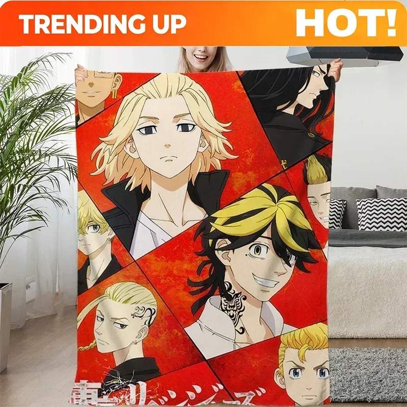 Customization Sofa Blankets For Winter Tokyo A-Revengers Camping King Size Warm Bed Fleece Anime Fluffy Soft Blanket Microfiber
