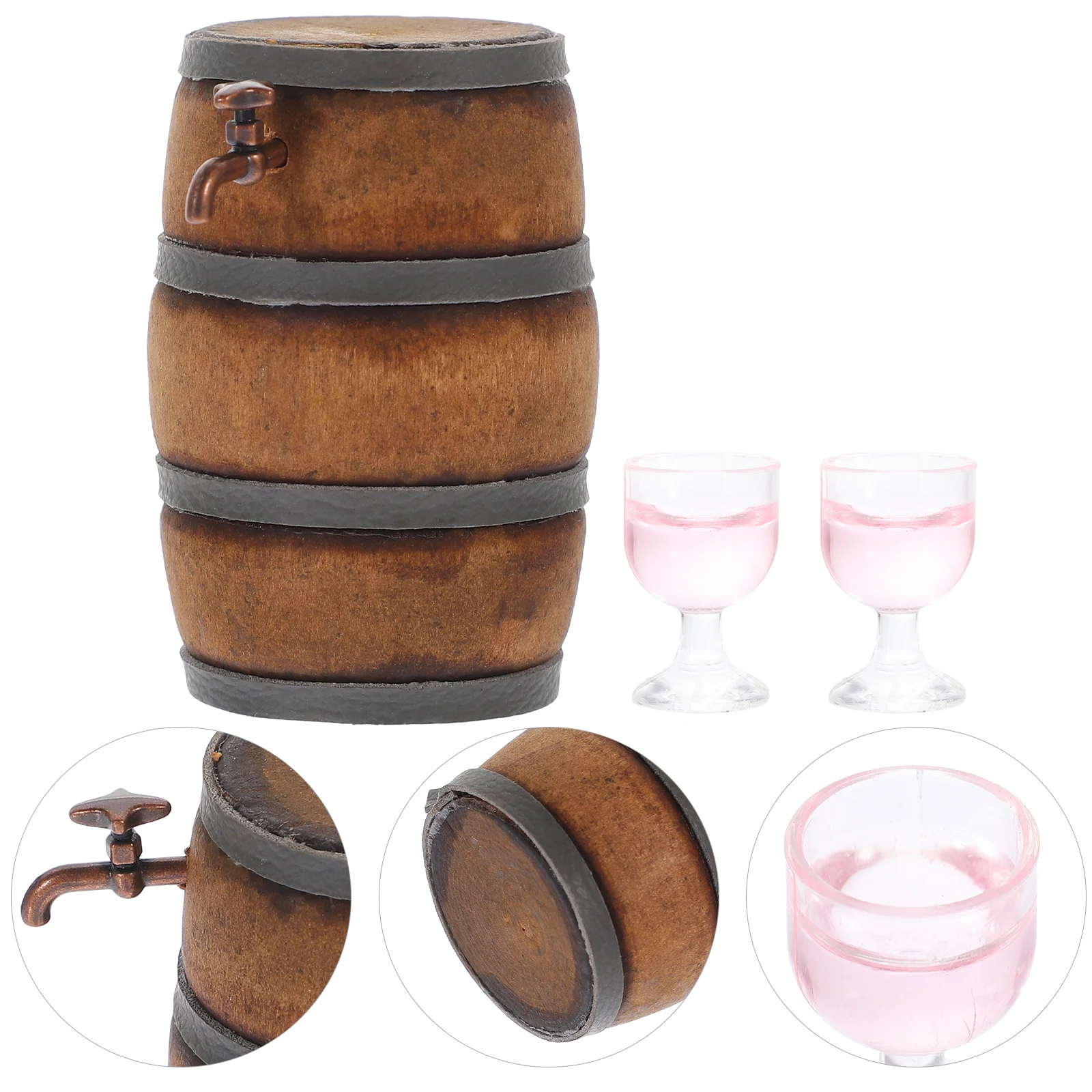 

Retro Decor Dollhouse Barrel Tiny Beer Barrels Miniature Glass Accessories