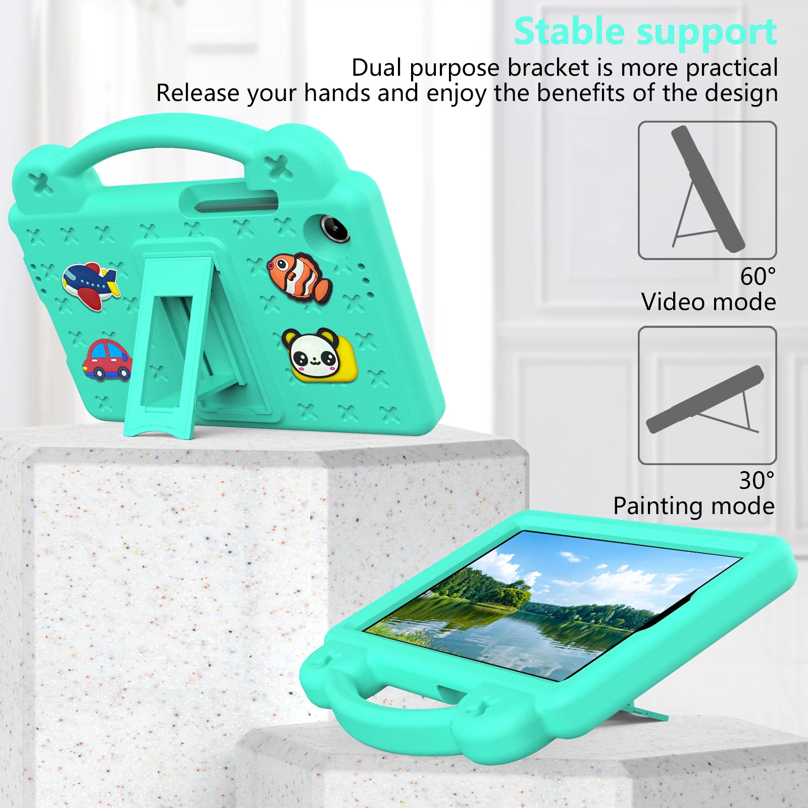 حافظة طاولة EVA + PC لهاتف Lenovo Tab One 8.7 " 2025 K9 8.7" TB305FU TB305XU غطاء مسند مضاد للانزلاق مع أحزمة كتف #2