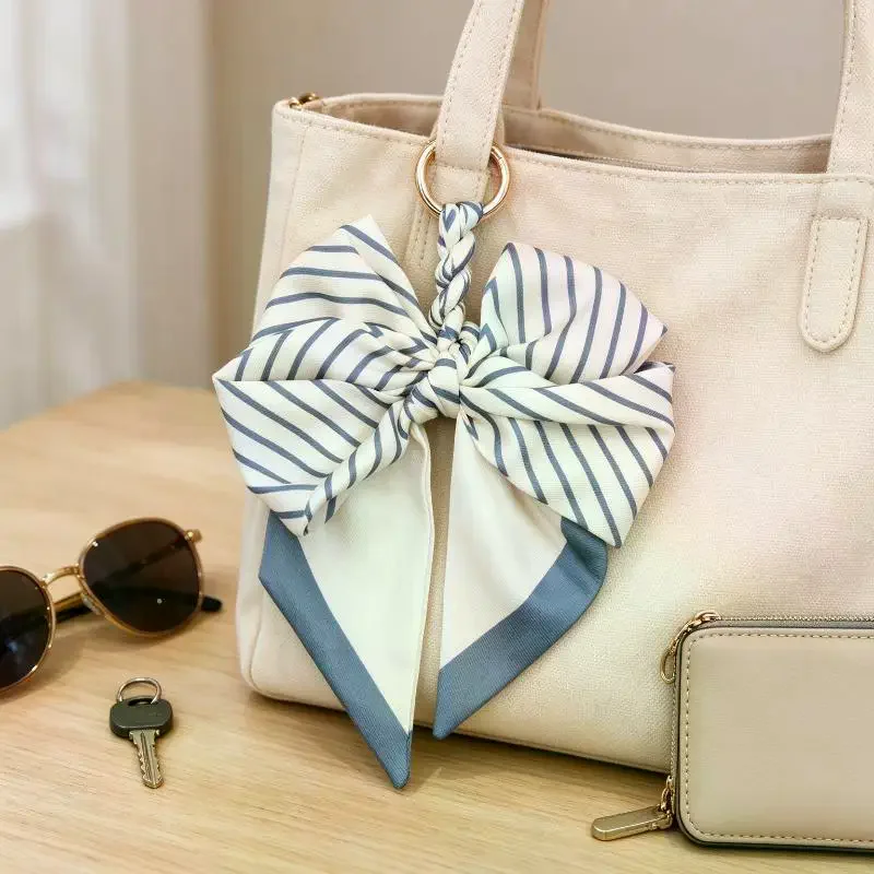 Aesthetic Cute Bow Purse Charms Trendy Designer Keychain for Women Fashion Scarf Bag Pendant for Student Backpacks