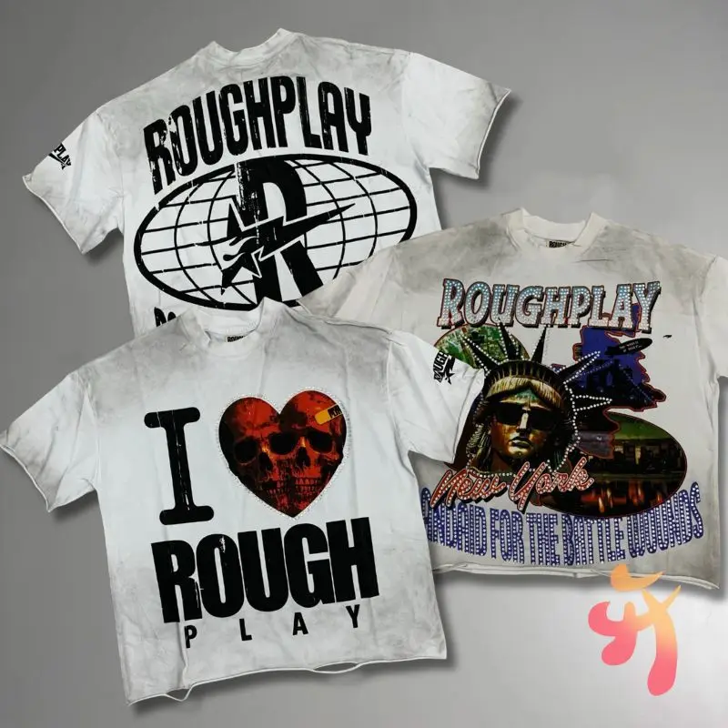 

Men Women Hip-hop Street RoughPlay TShirt White Graffiti Making Old Skull Love Printed Round Neck Short Sleeve Cotton Tops