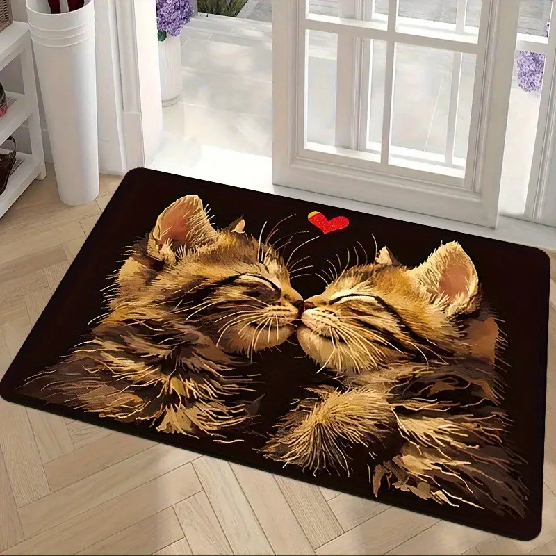 

1PC Lovely Cat pattern Door Mats Kitchen Rugs Non-Slip Pop design Living room Rugs Bath Mat Carpet for Home Sink Laundry Decor